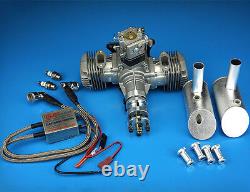DLE 40CC Twin Cylinder Two Stroke Side Exhaust Gas Engine with Muffler&Ignition