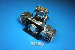 DLE 40CC Twin Cylinder Two Stroke Side Exhaust Gas Engine with Muffler&Ignition