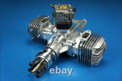 DLE 60CC Gas Engine Twin Cylinder Two Stroke Side Exhaust with CDI & Muffler