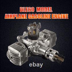 Gas Engine DLE 60CC Twin Cylinder Two Stroke Side Exhaust with CDI & Muffler