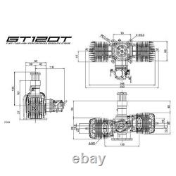 O. S Speed GT120T 120cc 2-stroke Boxer Twin Gasoline Airplane Engine
