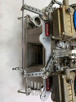 SBC Vintage Tunnel Ram Edelbrock TR1Y with Twin Holley 660cfm Center Squirt