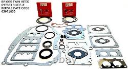 Two Piston Rings 697683 & Gasket Set Fits Briggs V Twin, Overhead Valve Engines