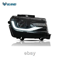 VLAND LED Projector Headlights withSequential For 2014-2015 Chevrolet Chevy Camaro