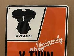 Vintage V-Twin Motorcycle Engine Authorized Dealer Sign Gas Oil Bike Parts Tools